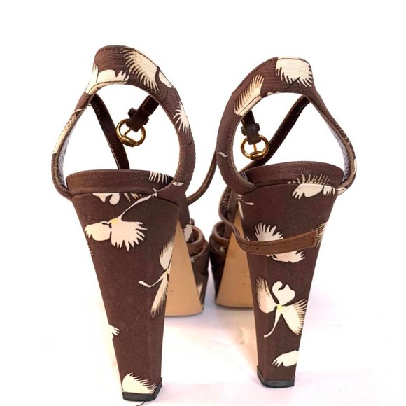 Authentic Femme Fatale Gucci Brown Dandelion Gucci Heels Size 4.5-5 - Picture 3 of 3